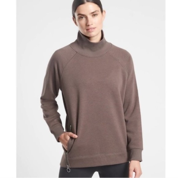 Athleta Tops - ATHLETA Cozy Karma Side Zip Funnel Neck Pullover Sweater Size Large